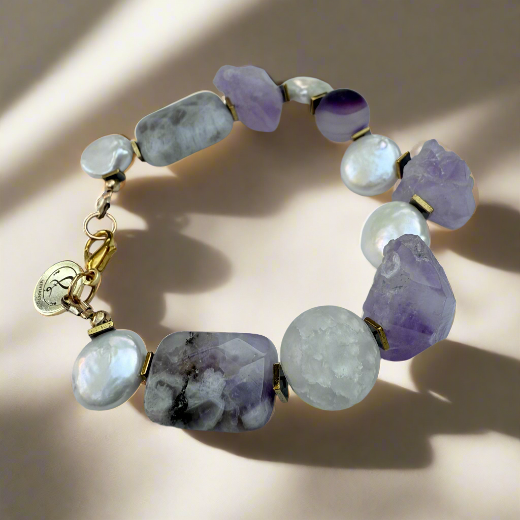 Amethyst Aria Pearls a bracelet