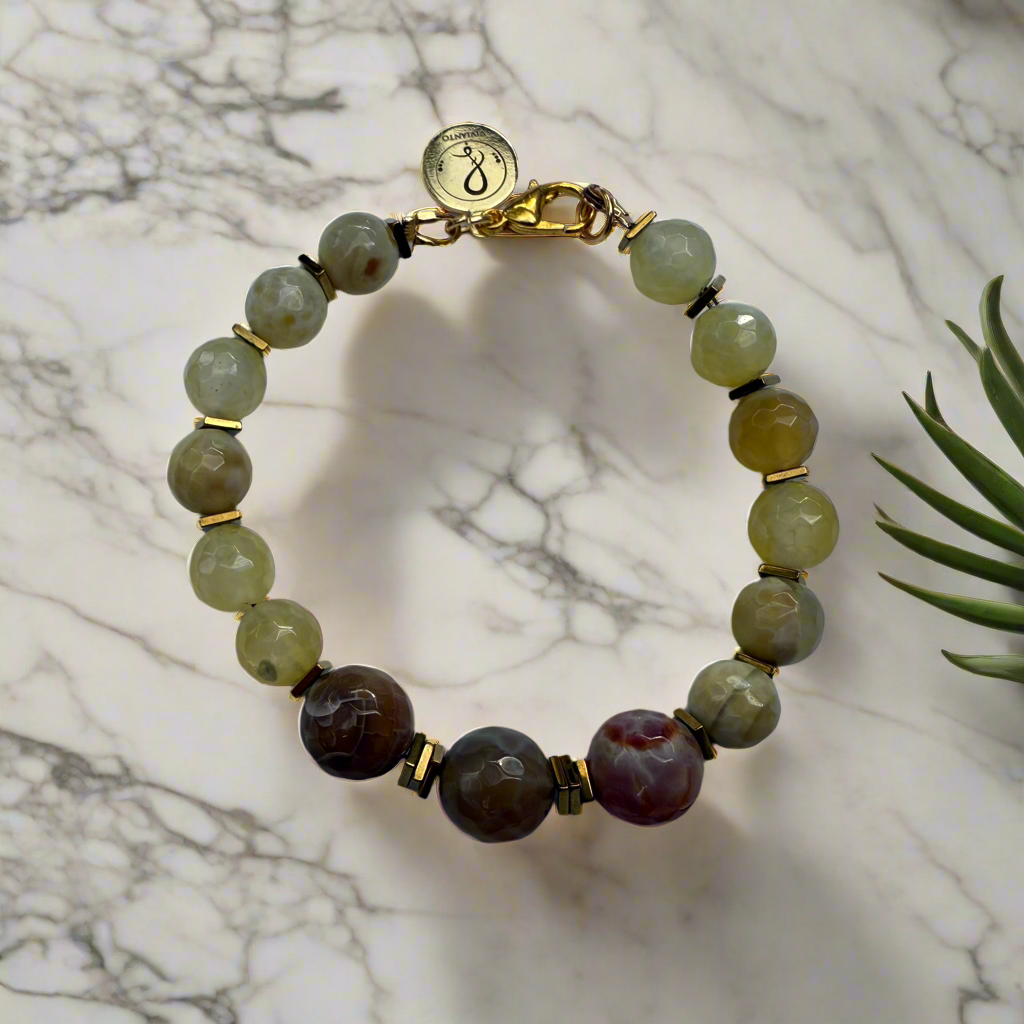 Autumn Veil Bracelet – Faceted Agate Gemstone Jewelry|by Vivianto