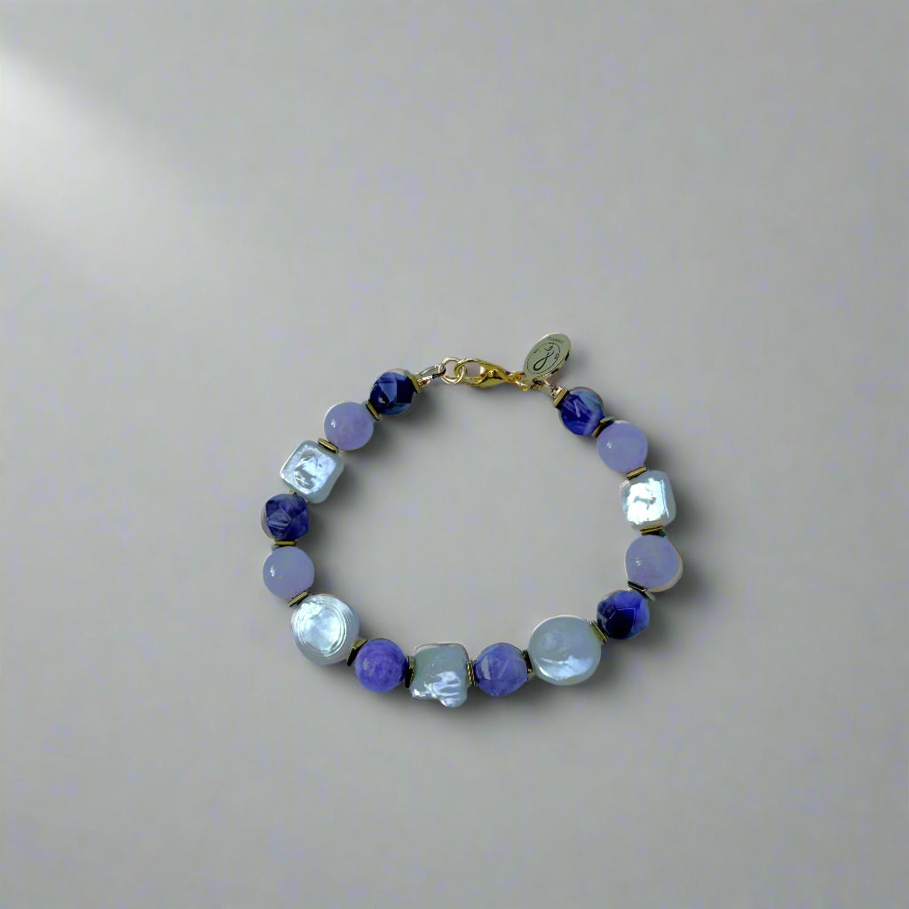 Aurora Twilight Gemstone & Pearl Bracelet