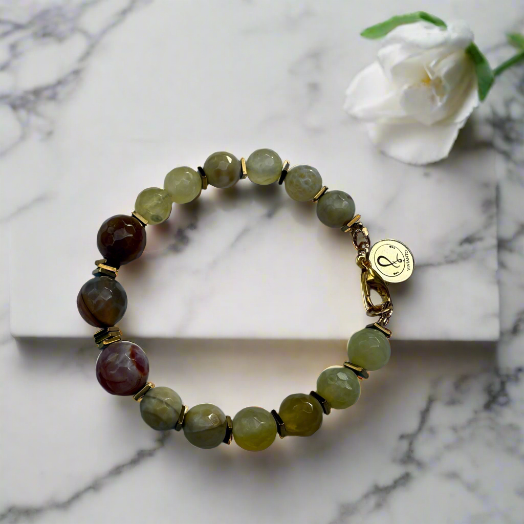 Autumn Veil Bracelet – Faceted Agate Gemstone Jewelry|by Vivianto