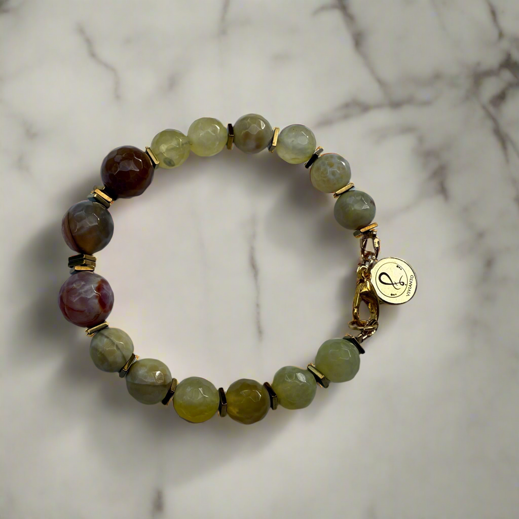 Autumn Veil Bracelet – Faceted Agate Gemstone Jewelry|by Vivianto