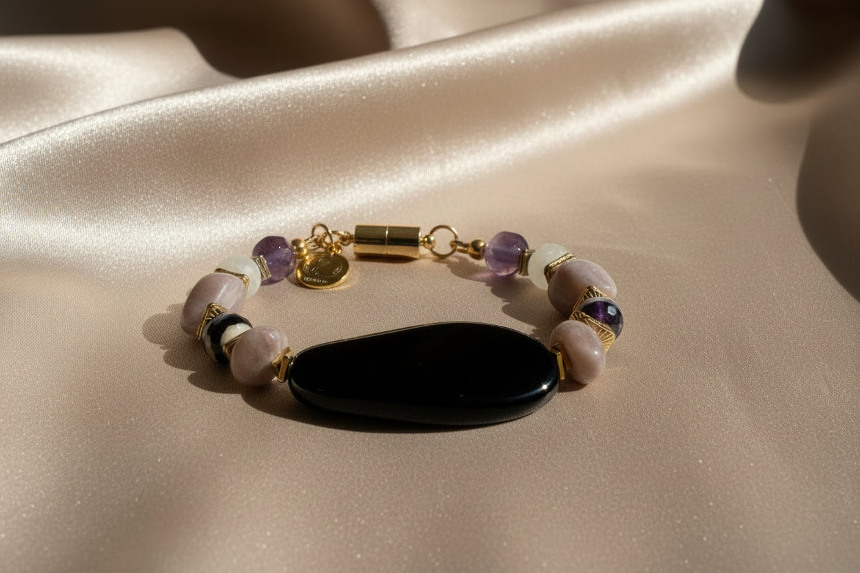 Midnight Balance Bracelet – Obsidian & Natural Stones