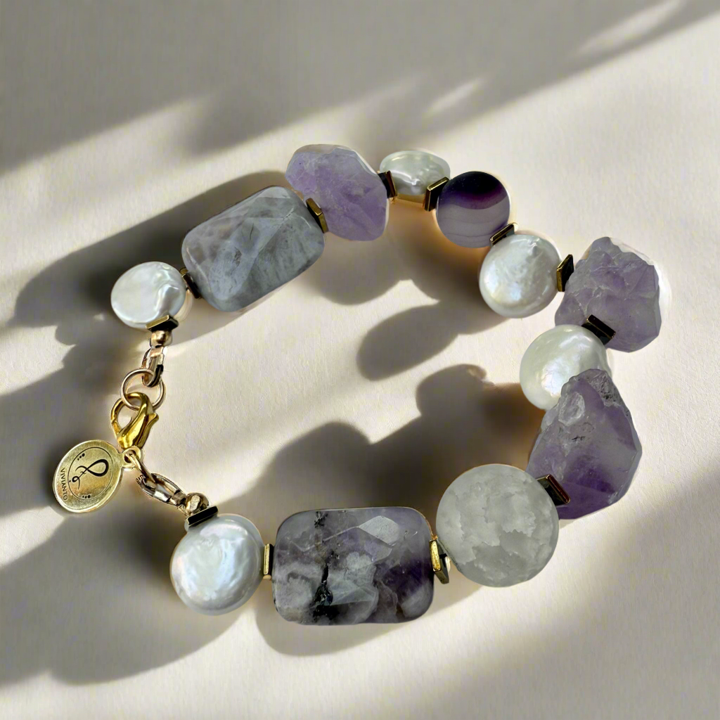 Amethyst Aria Pearls a bracelet