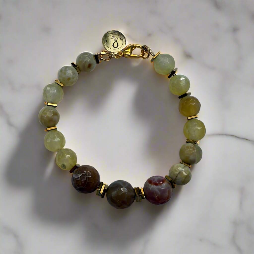 Autumn Veil Bracelet – Faceted Agate Gemstone Jewelry|by Vivianto