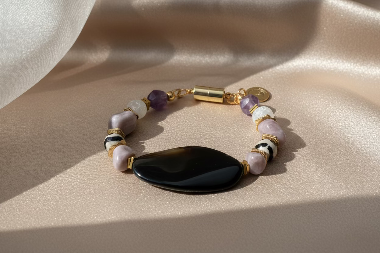 Midnight Balance Bracelet – Obsidian & Natural Stones