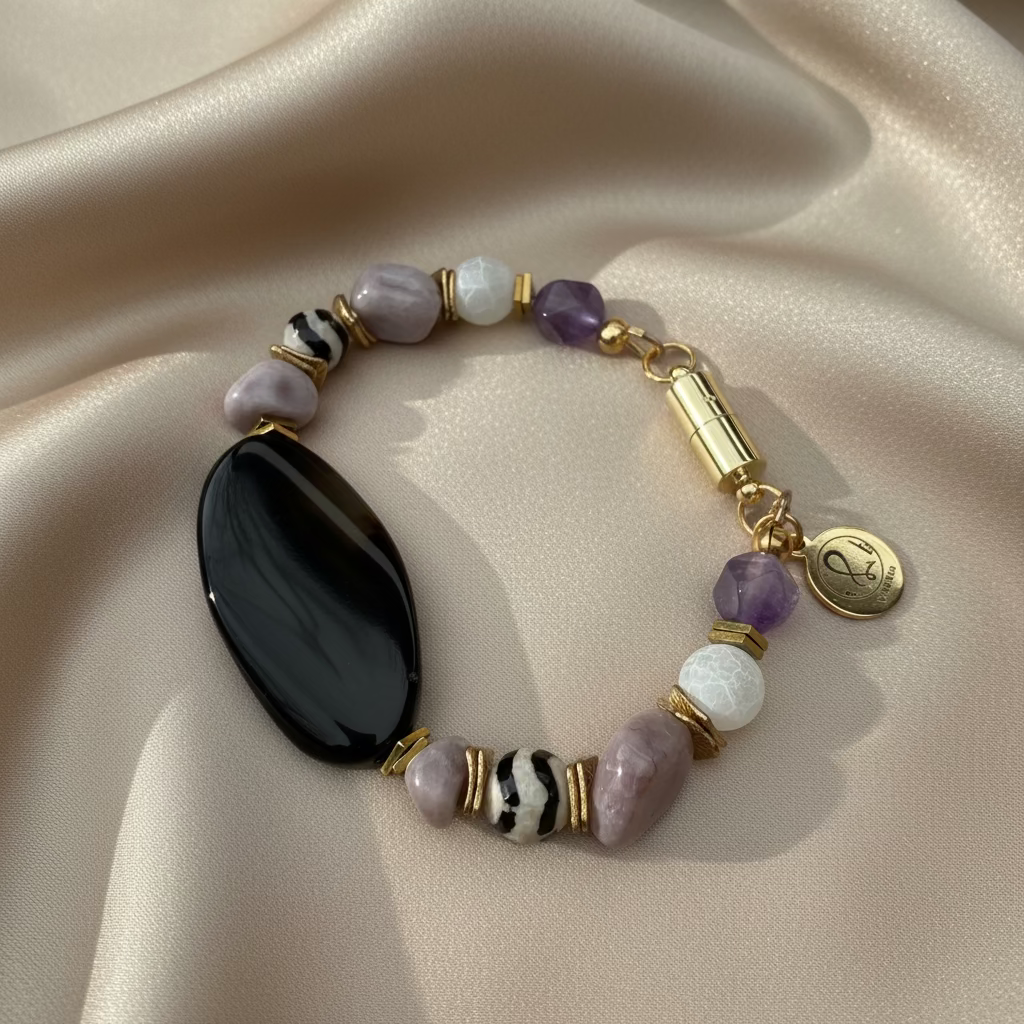 Midnight Balance Bracelet – Obsidian & Natural Stones