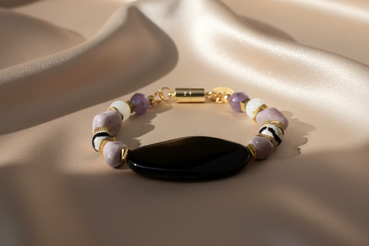 Midnight Balance Bracelet – Obsidian & Natural Stones