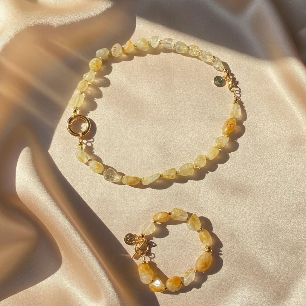 Citrine Necklace + Bracelet Set