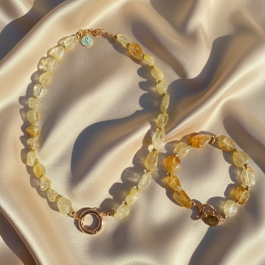 Citrine Necklace + Bracelet Set