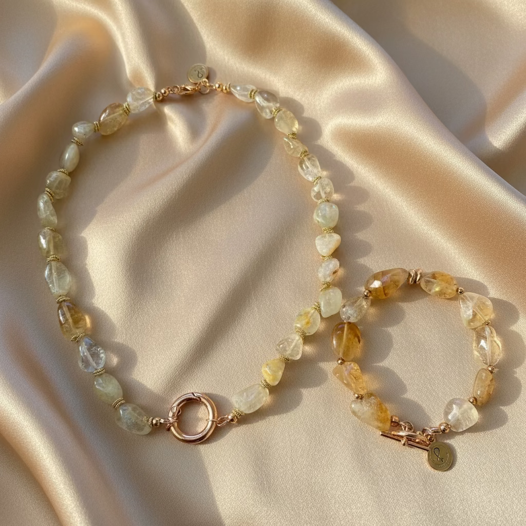 Citrine Necklace + Bracelet Set