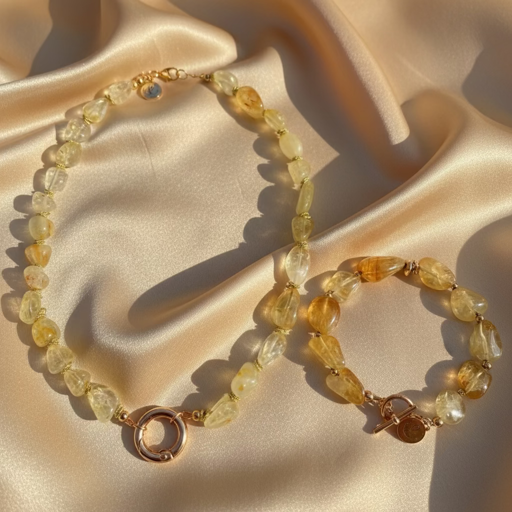 Citrine Necklace + Bracelet Set