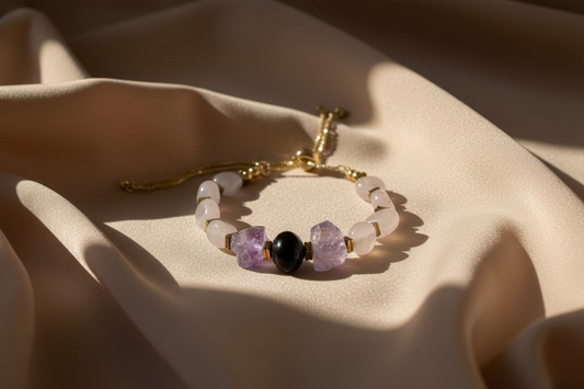 Rose Quartz & Dual Amethyst Bracelet