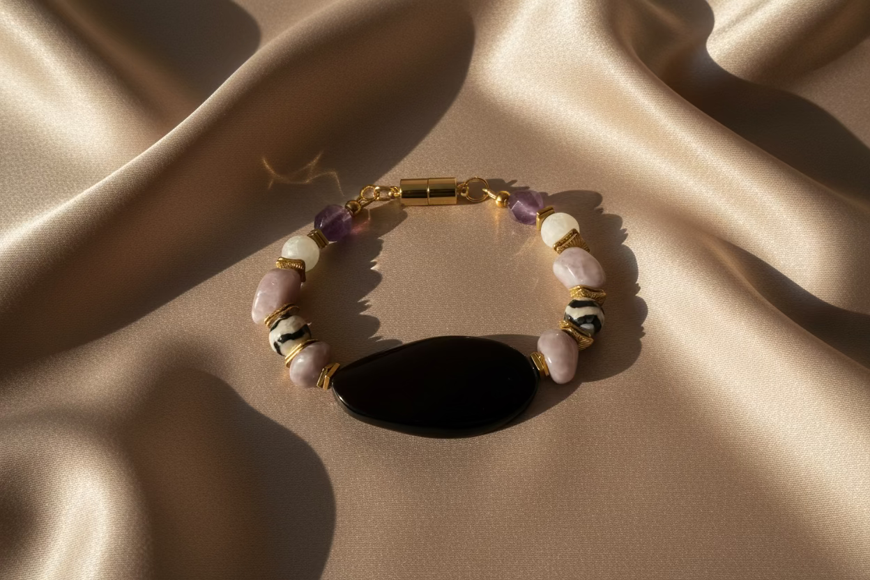 Midnight Balance Bracelet – Obsidian & Natural Stones