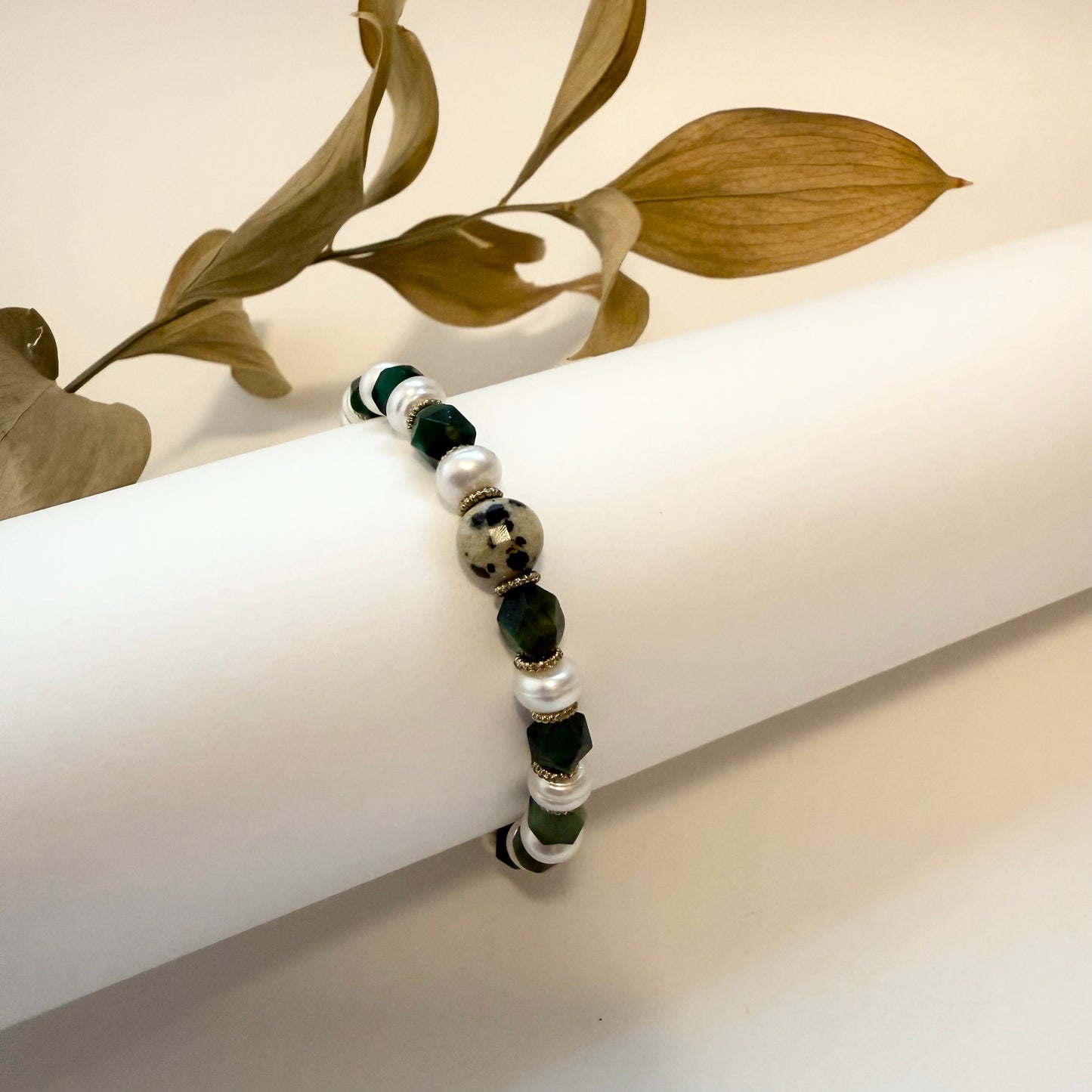 Emerald Forest Pearl Bracelet