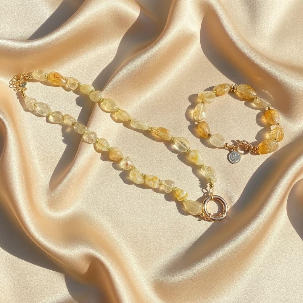 Citrine Necklace + Bracelet Set