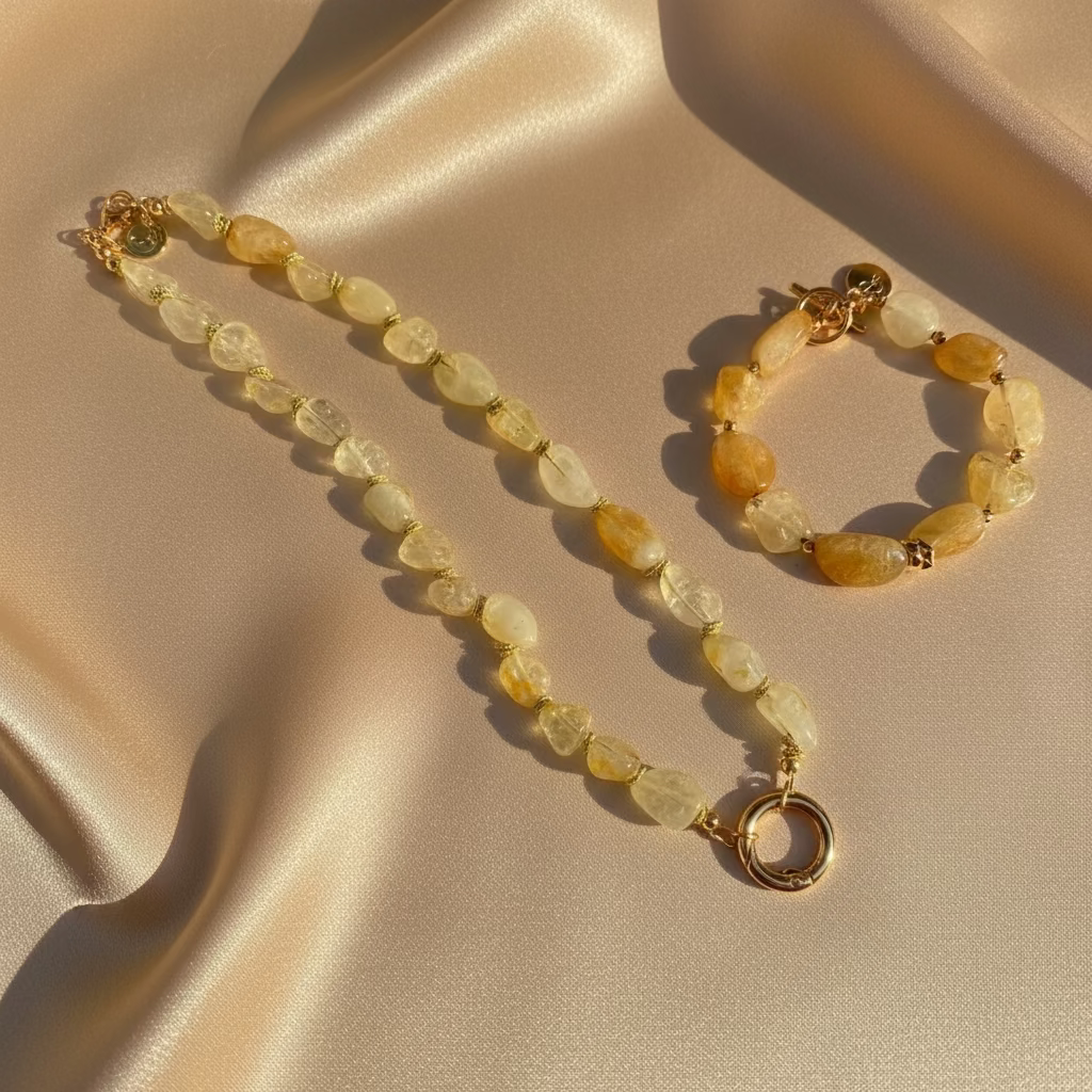 Citrine Necklace + Bracelet Set