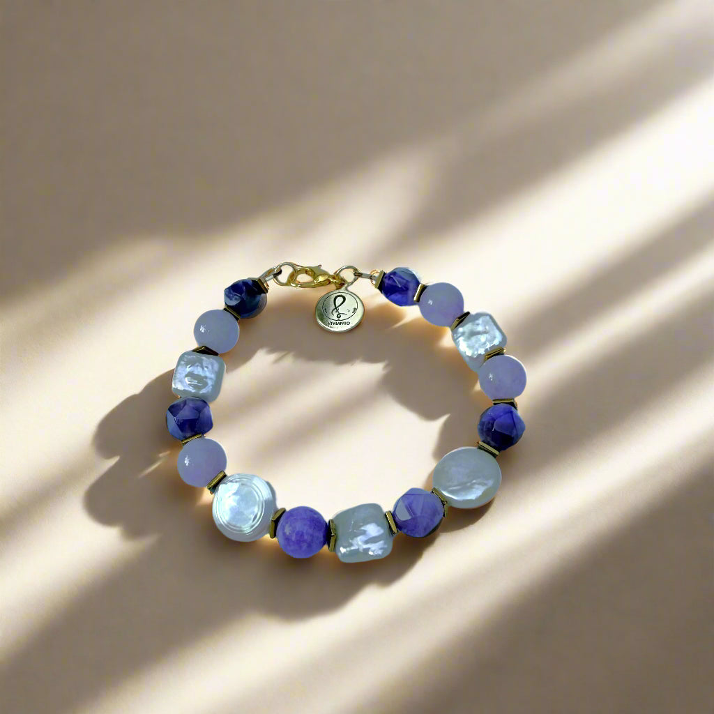 Aurora Twilight Gemstone & Pearl Bracelet
