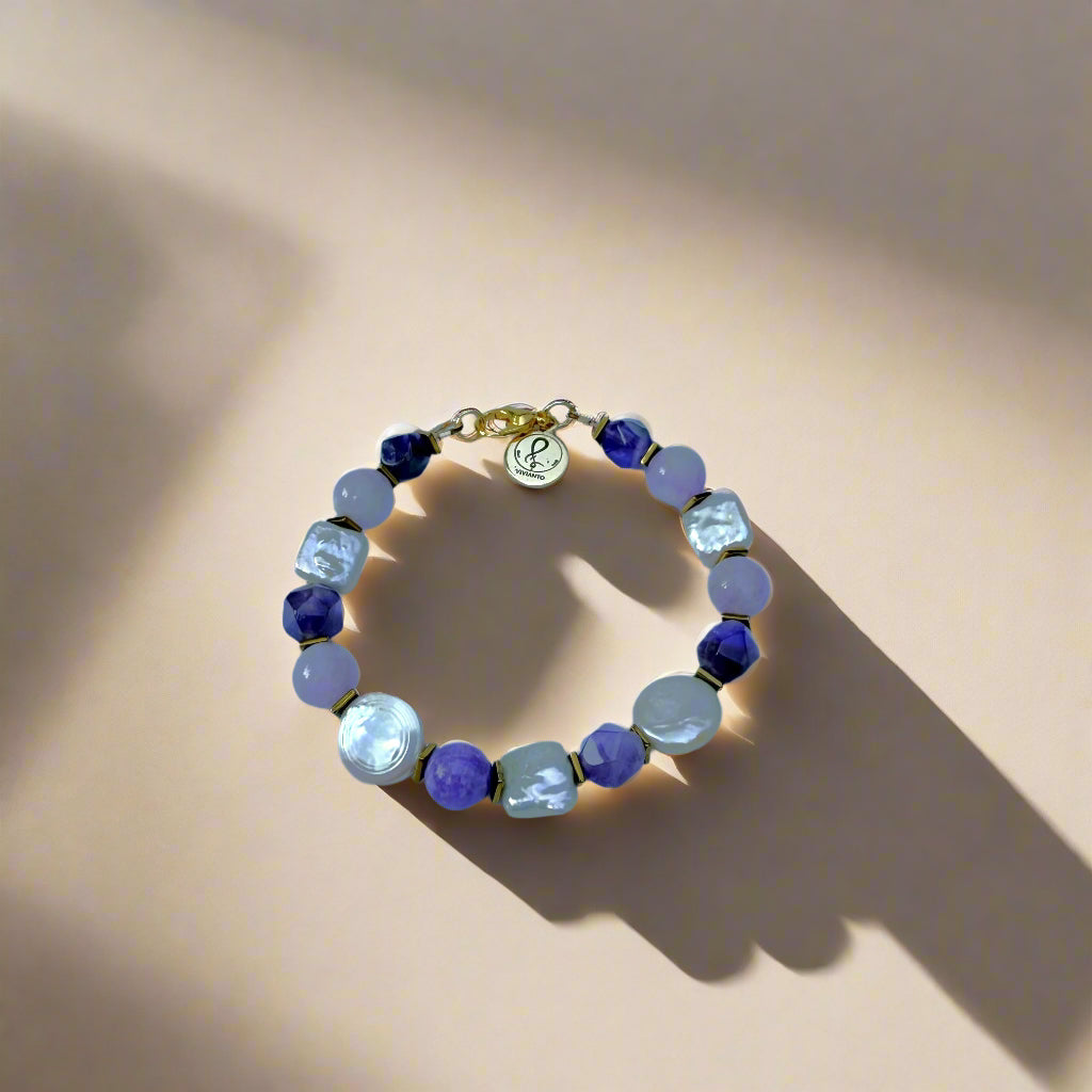 Aurora Twilight Gemstone & Pearl Bracelet